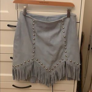 Crystal Suede Mini Skirt Light Blue by NBD Revolve